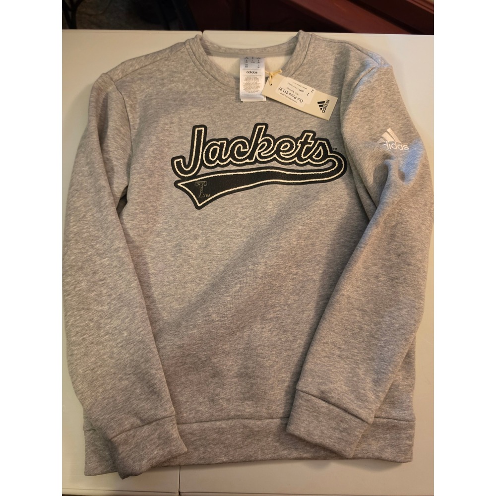 Adidas Georgia Tech‎ Yellow Jackets Youth Fleece Crewneck Sweatshirt Grey JE6937